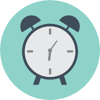 Cartoon alarm clock with green background